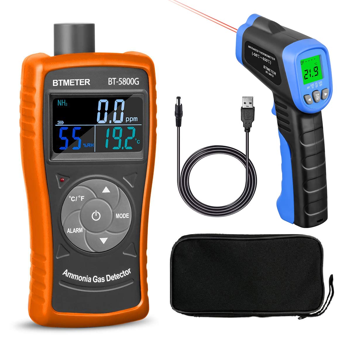 BTMETER BT-5800G Ammonia Gas Detector Sensor, Test for 0~100 PPM Nh3 Monitor Gauge with Temperature Humidity Tester