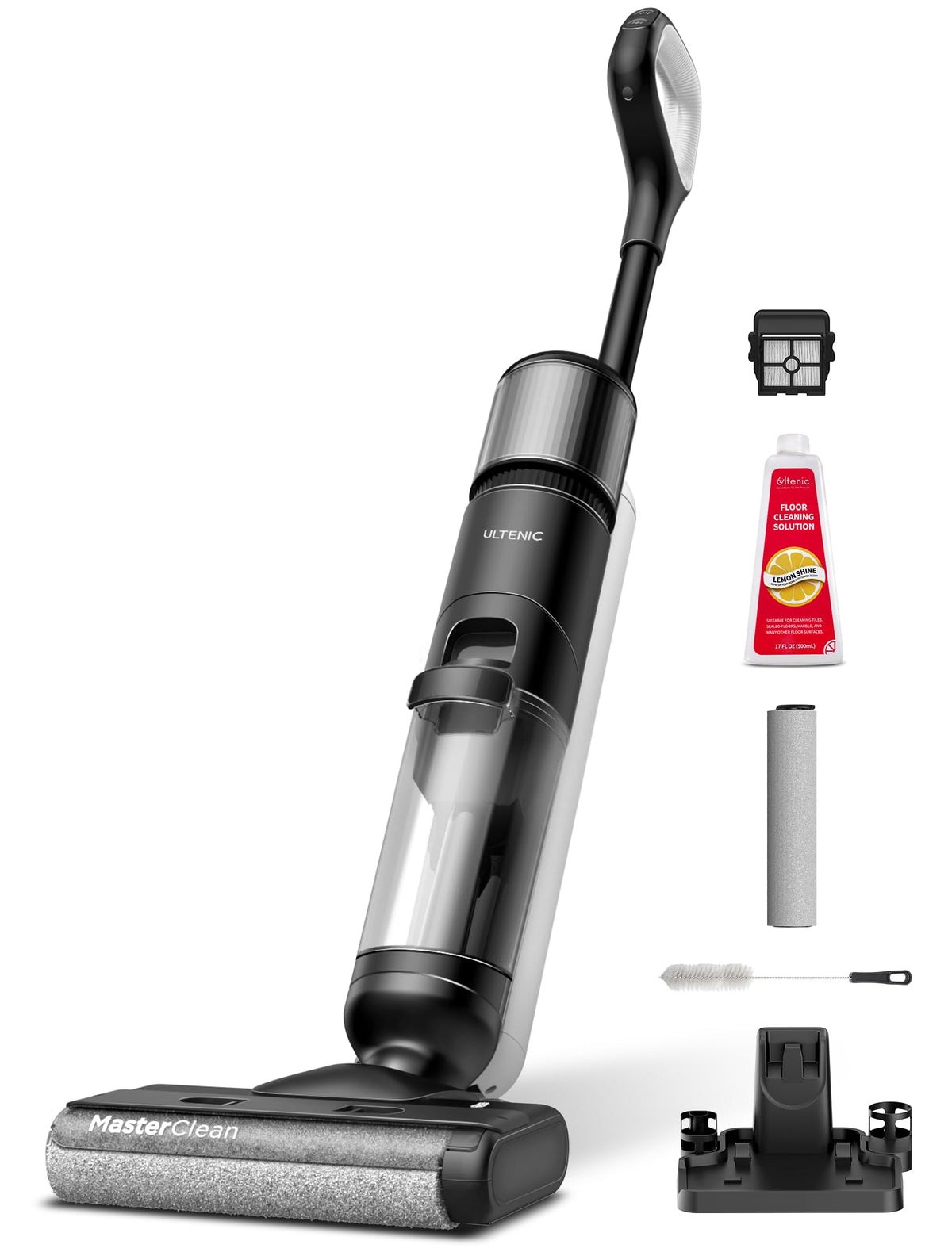 Ultenic Wet Dry Vacuum Cleaner, Cordless Vacuum Mop Combo with Self-Cleaning, 50min Runtime, Smart Mess Detection, Edge Cleaning, LED Display, 3-in-1 Floor Cleaner Machine for Hard Floor, Black＆White
