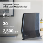NETGEAR Nighthawk DOCSIS 3.1 Modem Router Combo CAX80, WiFi 6, 6 Gbps
