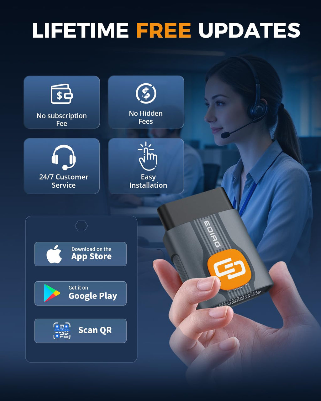C1 Pro Bluetooth OBD2 Scanner Diagnostic Tool, Lifetime Free Update
