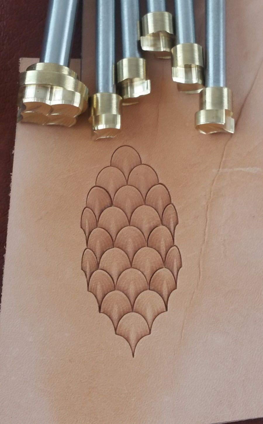 DandS ltd Leather Stamp Tool Set, Dragon Scale, Professional Steel Craft Tool for Leatherworking, Embossing, Carving & Stamping Leather Projects, Belts & DIY Projects Compatible with Mallet #62Set