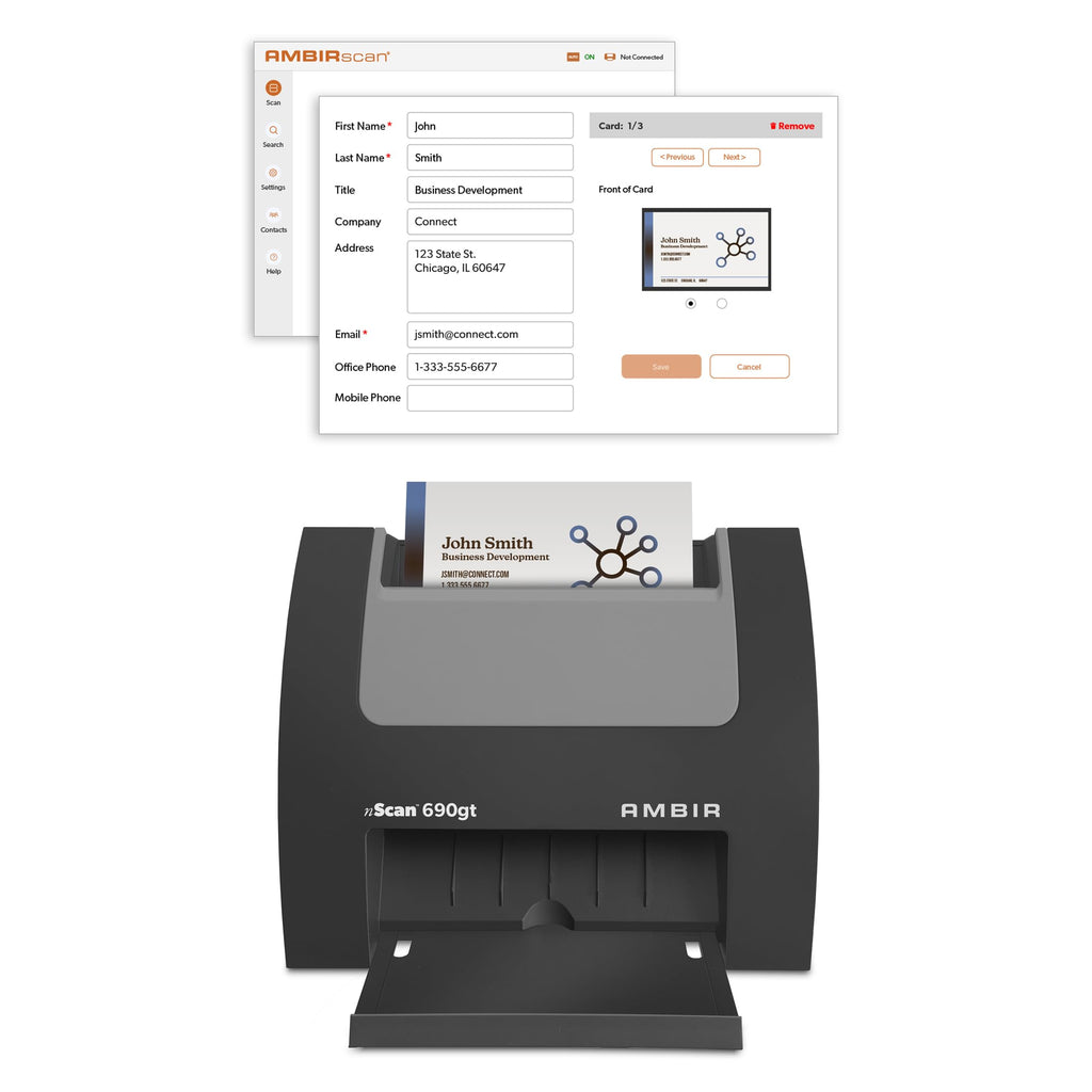 Ambir nScan 690gt-AS High-Speed Vertical Card Scanner for Windows PC and MAC