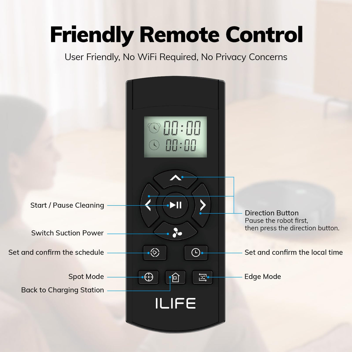 ILIFE V2 Robot Vacuum Cleaner, Tangle-Free Suction, Black