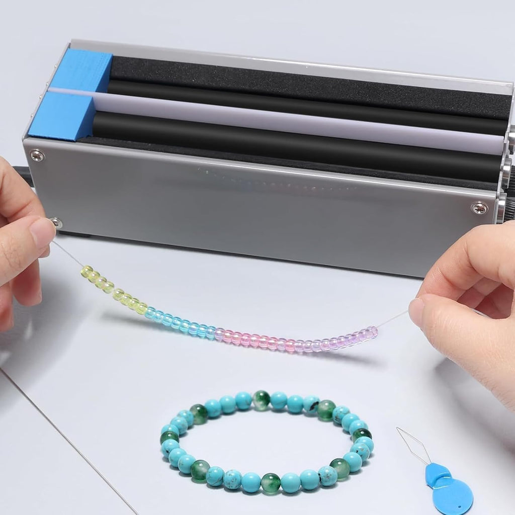 Piefeak Semi-Automatic Beading, 100W Electric Bead String Maker with Adjustable Roller Width, 2 Channels, Quick Beading for Jewelry Making
