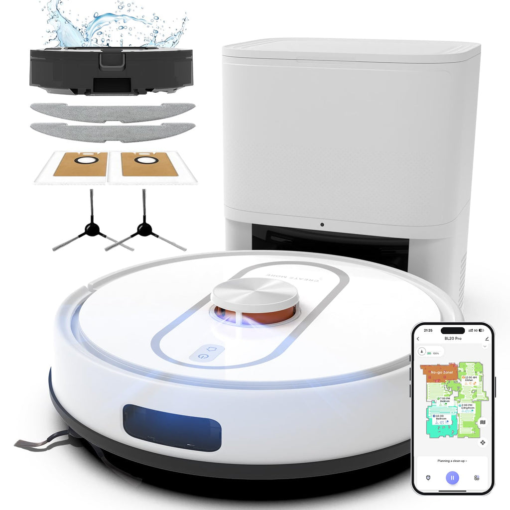 Bagotte Robot Vacuum and Mop Combo, 6000Pa LiDAR Navigation Robotic Vacuum with Mapping, Self-Emptying Station for 90 Days Hands-Free Cleaning, Wi-Fi/App/Voice Control, for Carpets&Hard Floors