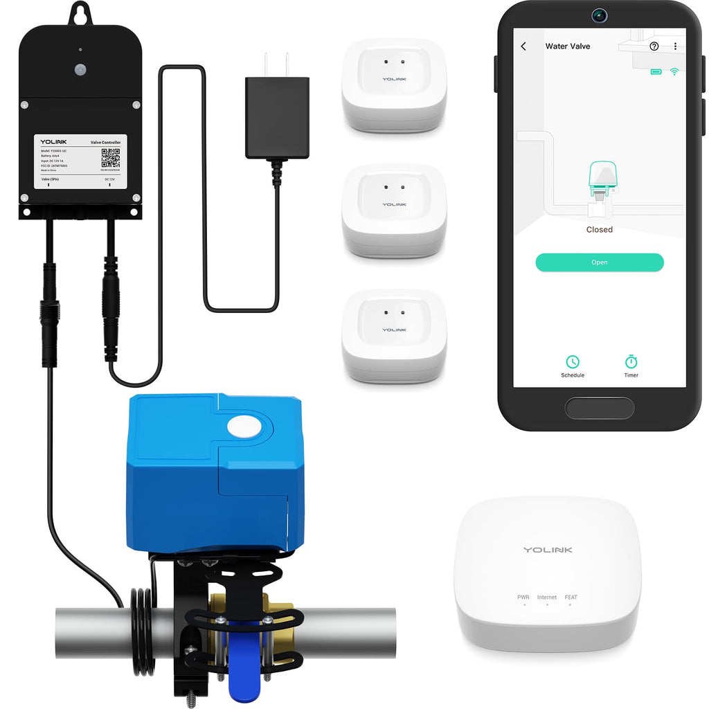 YoLink Water Shutoff Kit: Controller + Bulldog + 3-Pack Sensors + Hub