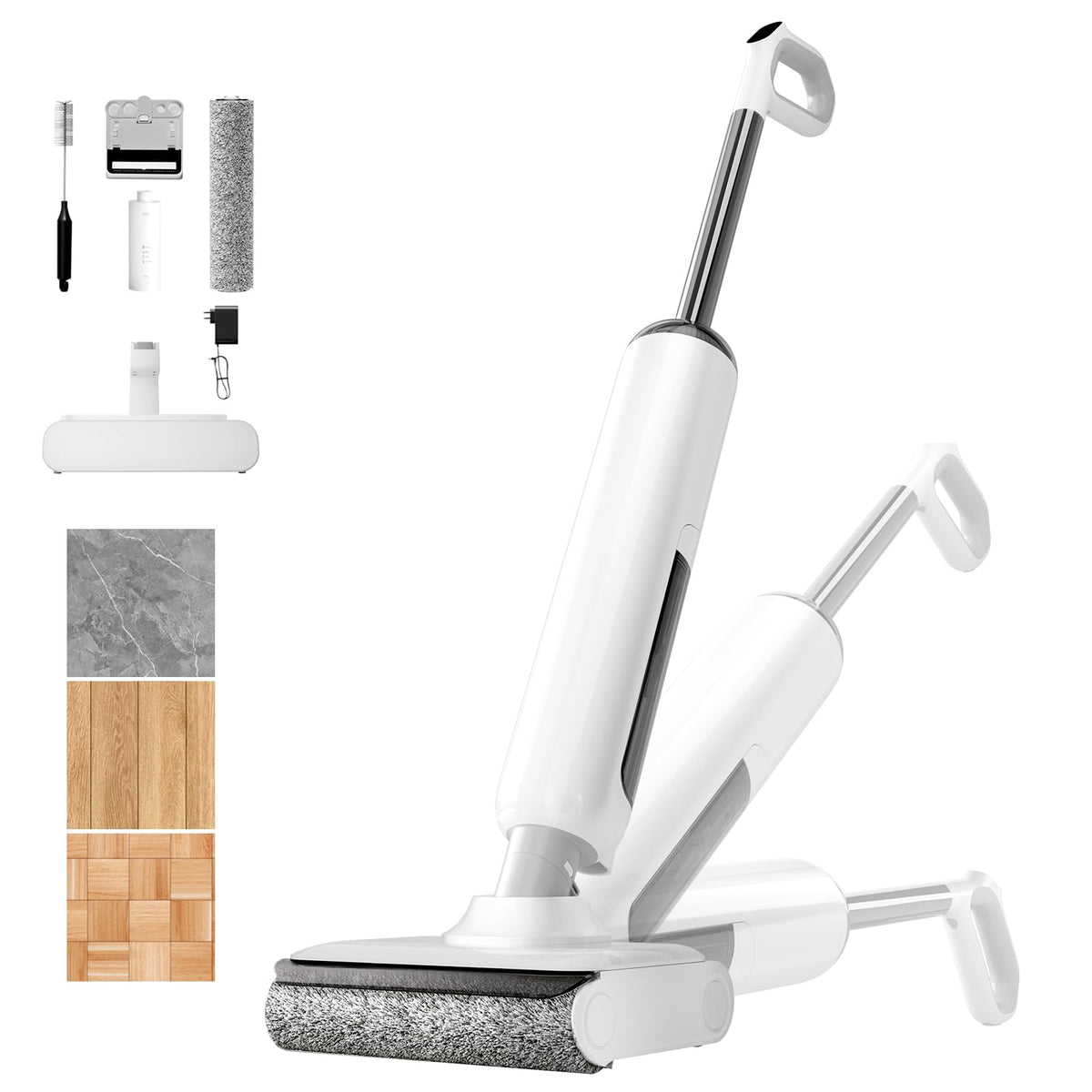 Wet Dry Vacuum Mop - Self-Cleaning Floor Washer with 180°Lie-Flat & 0 Hair Tangle, Self-Propelled Edge Cleaning, 60Min Runtime, Designed for Pet Hair, Kids' Spills & Daily Household Cleaning