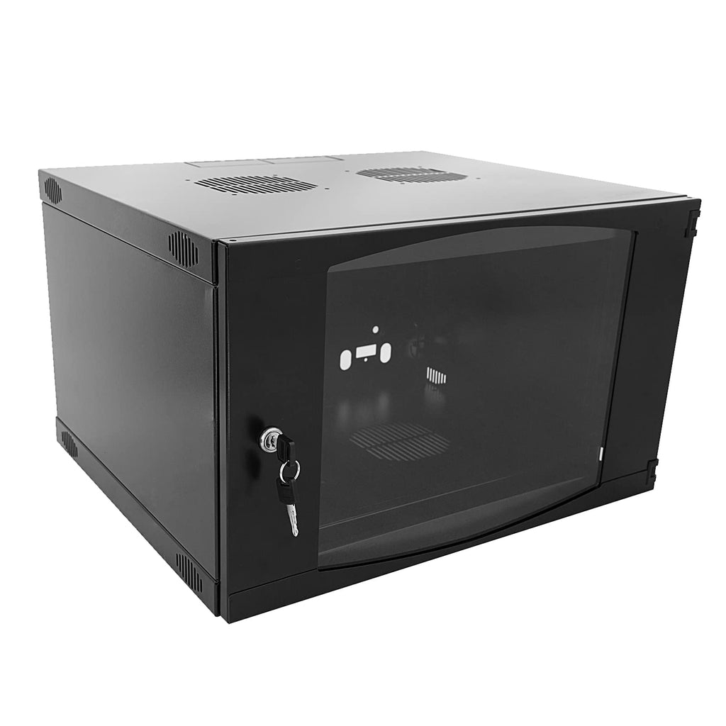 Wall Mount Server Cabinet for Networking Data Home Video WiFi Internet System with 12 inch Install Depth (6U 450mm deep)