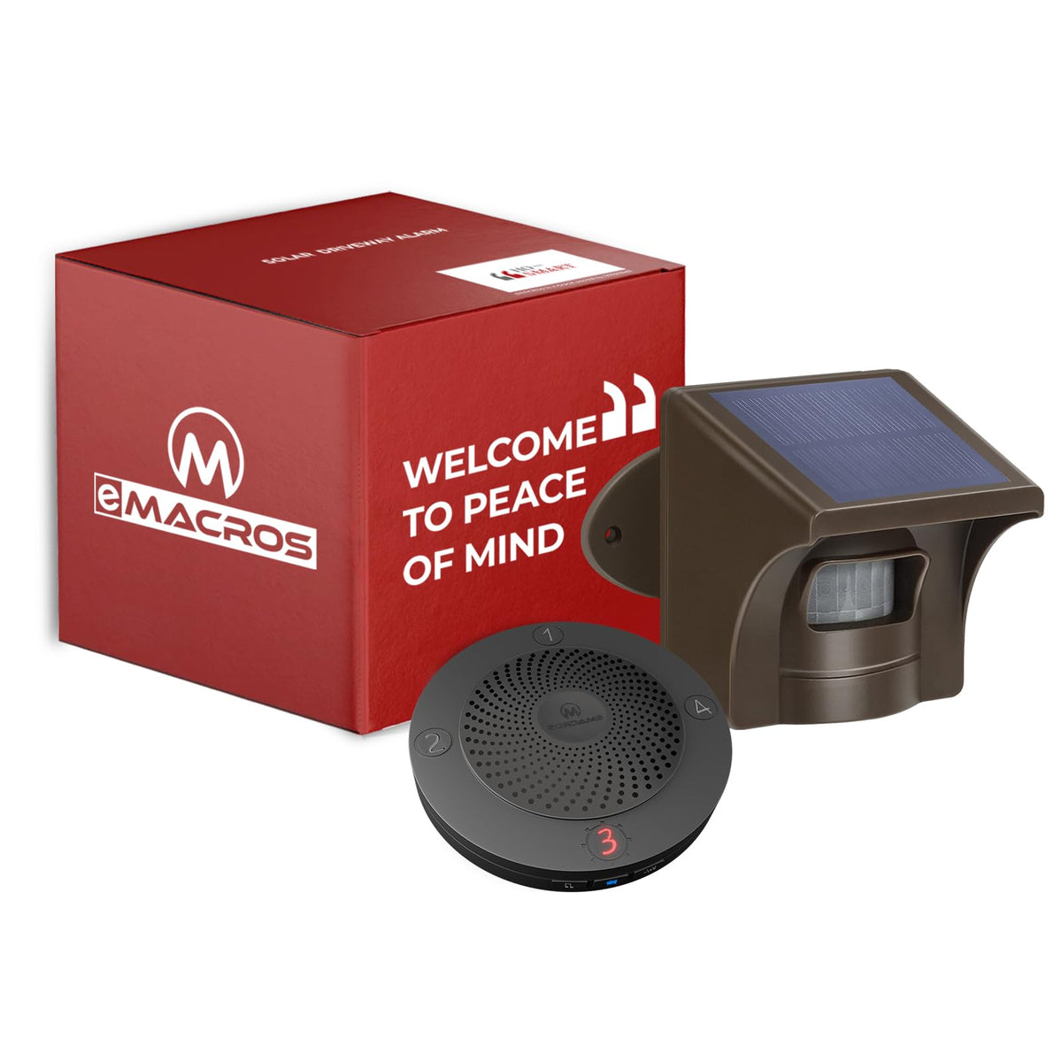 Solar Wireless Driveway Alarm, 1 Plug-in Receiver & 4 Sensors