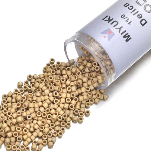 30g Miyuki Delica 11/0 Seed Beads, Matte 24Kt Light Gold-Plated DB334
