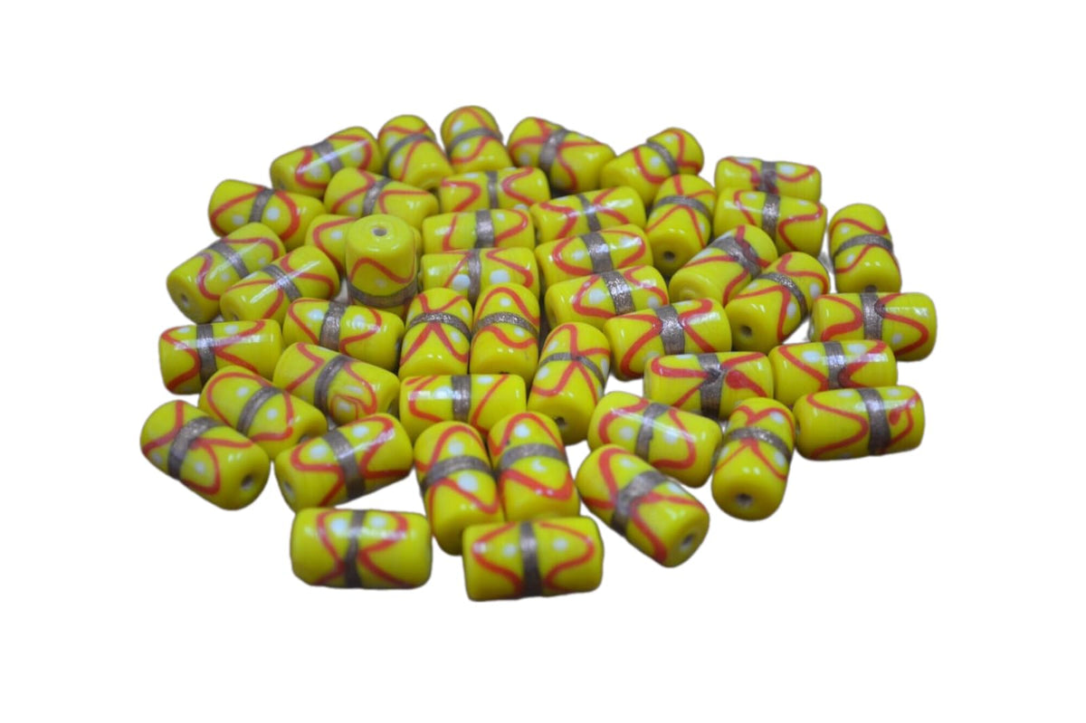 350 Pcs Yellow Stripe Glass Tube Beading Beads 4 Lbs Jewelry Crafting Art Beads Charms for Handmade Friendship Jewelry Bracelet Necklace DIY Crafts Beading Supplies Jewelry Making