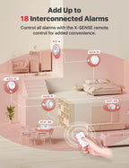 X-Sense Interconnected Smoke Detector, 10-Year Battery, SD19-W, 6-Pack