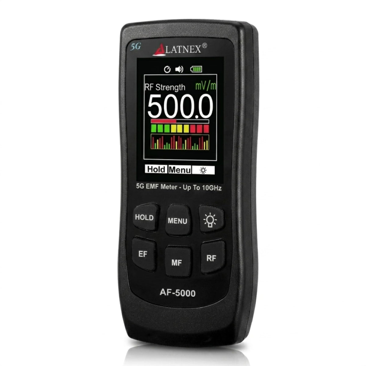 AF-5000 5G EMF Meter RF Detector Tester and Reader with Calibration Certificate - Tests and Measures RF and Microwaves, 3-Axis Gauss or Tesla Magnetic Fields and Electrical ELF Fields