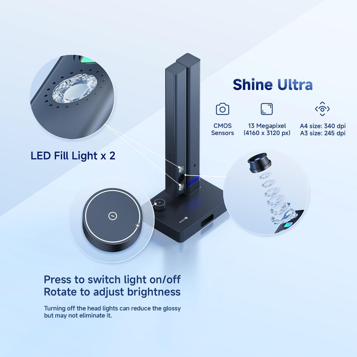 CZUR Shine Ultra Smart Portable Document Scanner, Thin Book Scanner