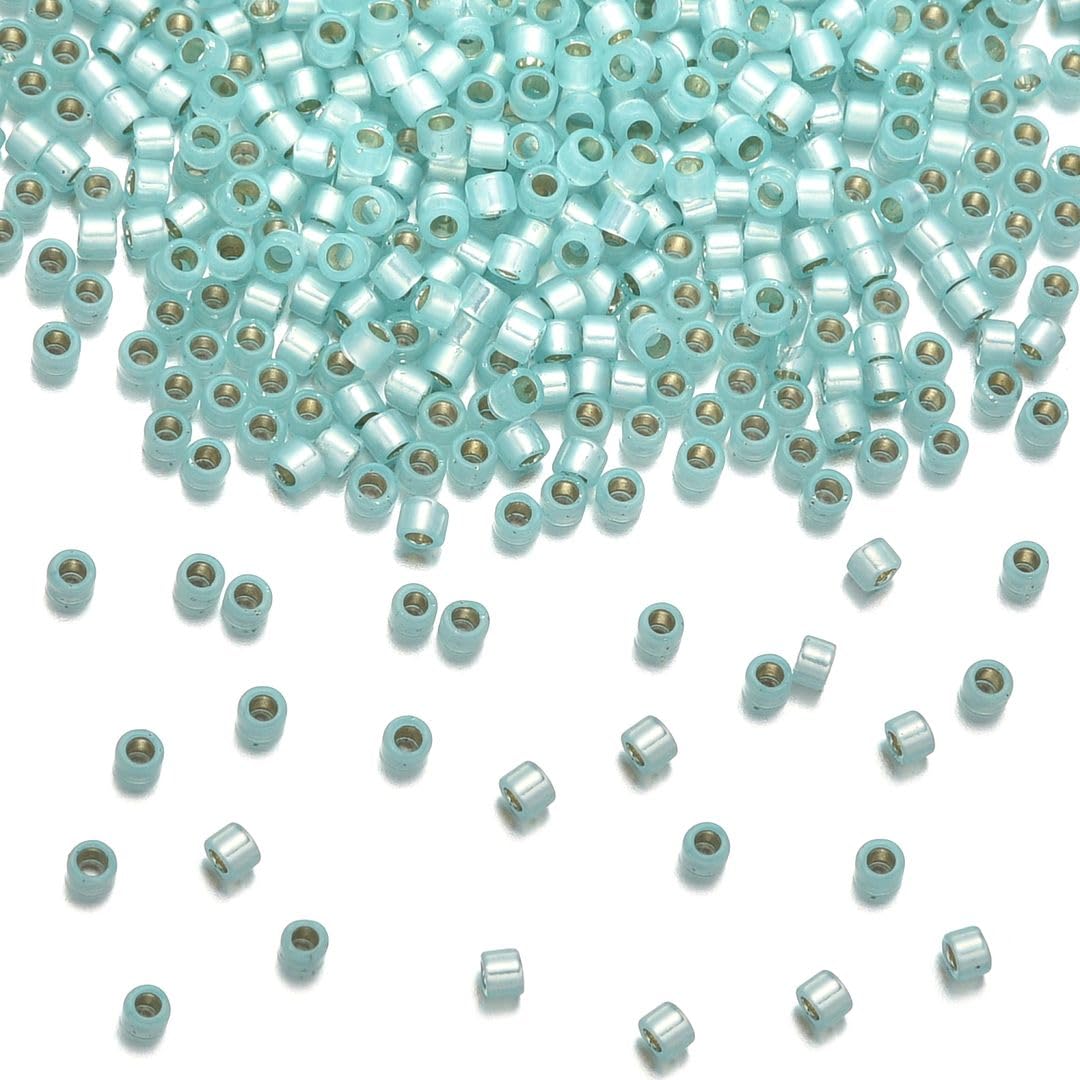 30g Miyuki Delica 11/0 Seed Beads, Translucent 24Kt Gold-Lined Opal DB230