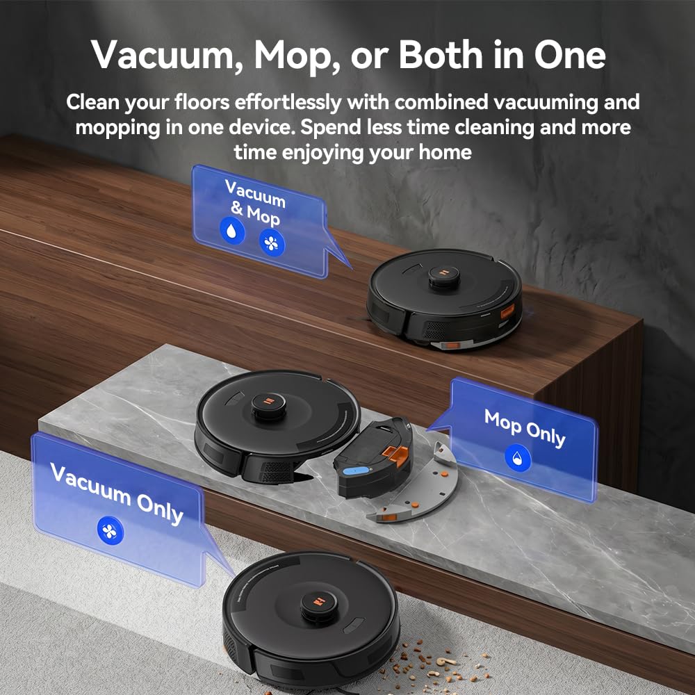 38,000Pa Robot Vacuum Robot Vacuum Mop,Vacuum Robot 120Day Self Emptying,Lidar Navigation,5G 2.4GWiFi APP Aspirateur Robot,Self-Charging Robot Vacuums for Pet,Floor,Carpet R11Max Black