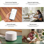 Google WiFi - AC1200 - Mesh WiFi System - WiFi Router - 4500 Sq Ft Coverage - Non-Retail Packaging - 3 Pack - Snow