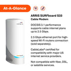 ARRIS Surfboard S33 DOCSIS 3.1 Multi-Gig Cable Modem | Up to 2.5 Gbps