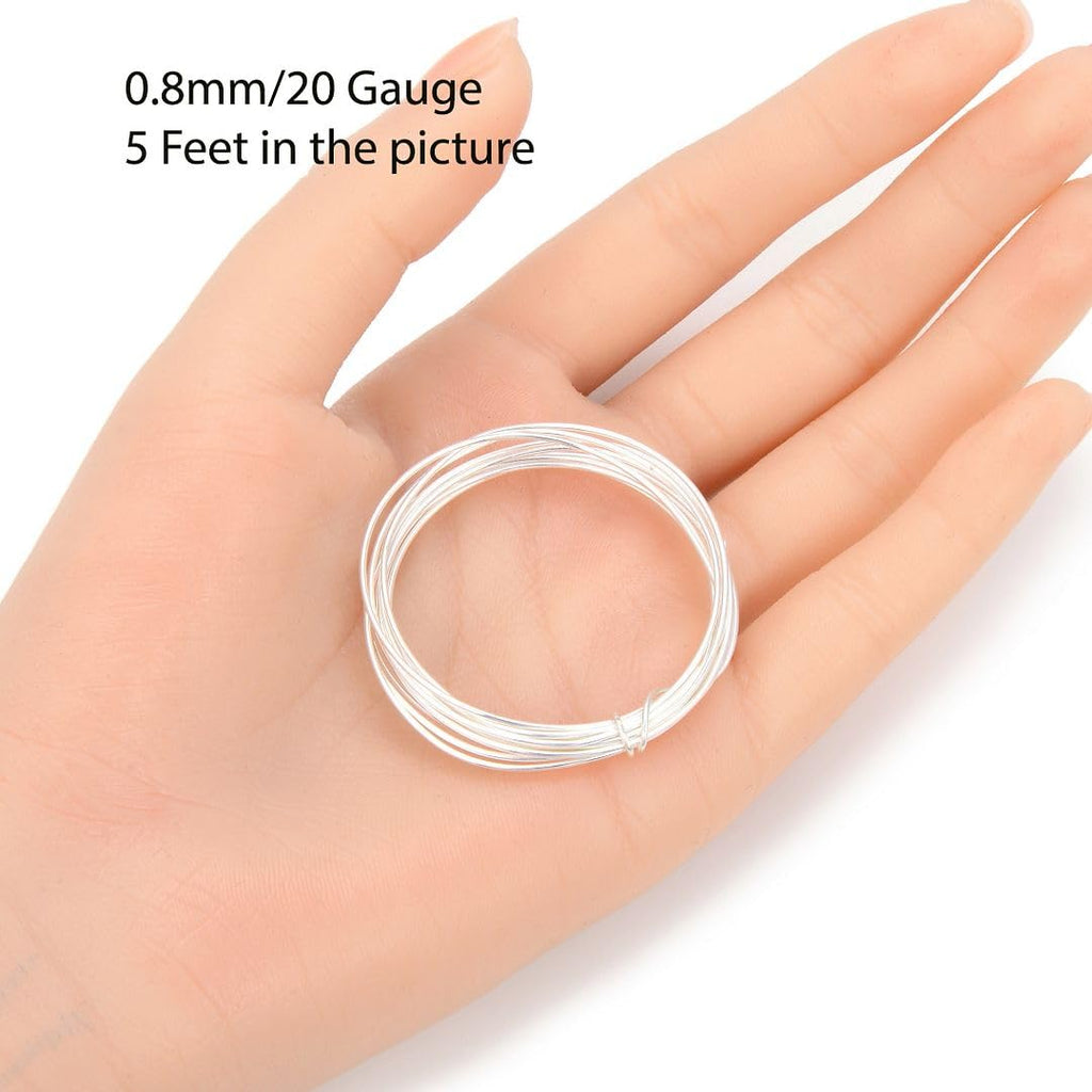 Adabele 20 Feet Real 925 Sterling Silver Half Hard Jewelry Wire, 20 Gauge