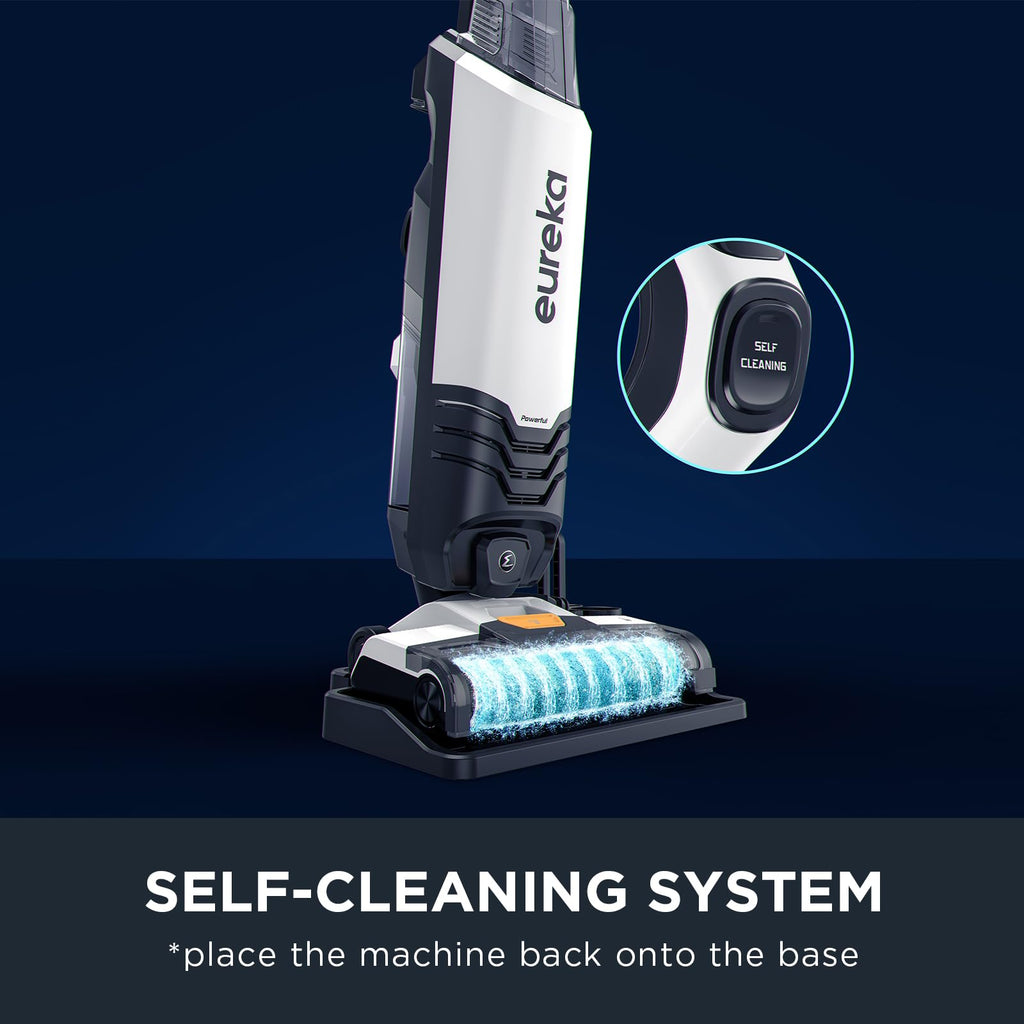 Eureka Wet Dry Vacuum Cleaner Cordless, Mop Vacuum Cleaner with Self-Cleaning System, Lightweight Hardwood Floors Vacuum for Pets and Sticky Messes, Black and White, NEW200