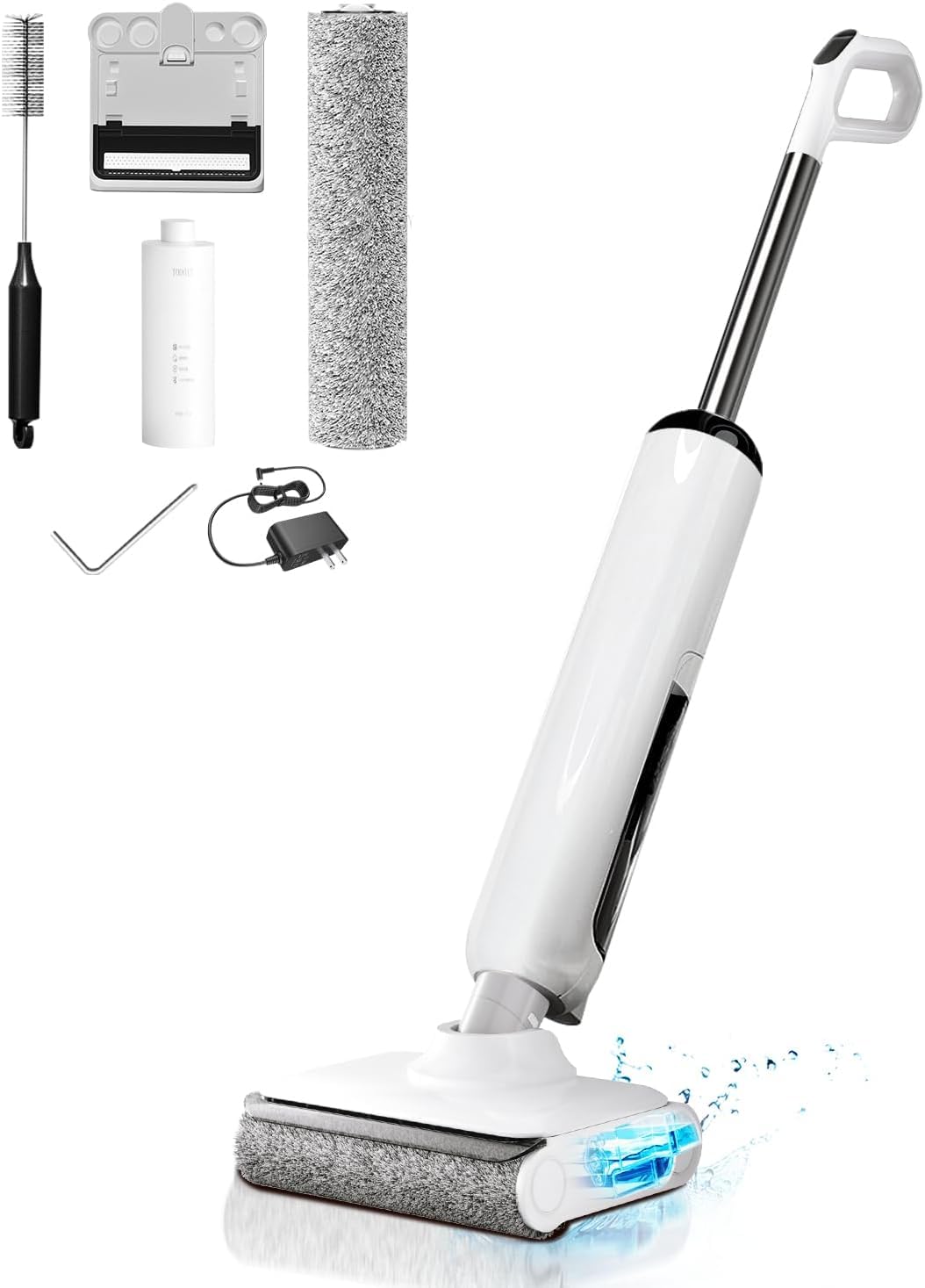 Vacuum Mop, 23KPa Wet Dry Vacuum Cleaner, 180° Lay-Flat Design with Edge Cleaning, Self-Cleaning Vacuum Mop Combo for Hard Floors, Up to 35 Min Runtime, LED Display & Voice Prompts