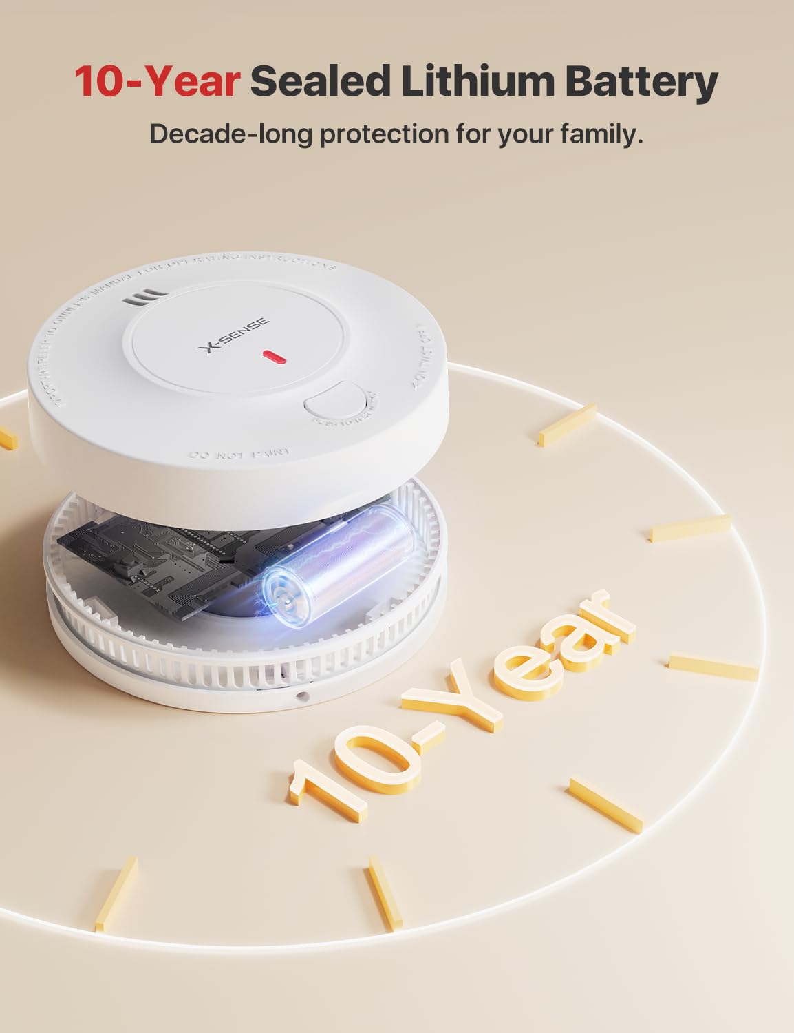 X-Sense Interconnected Smoke Detector, 10-Year Battery, SD19-W, 6-Pack