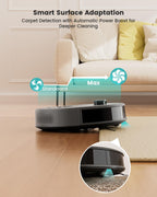 Lefant Robot Vacuum and Mop, Smart Mapping and Obstacle Avoidance, Tangle-Free Pet Hair, 2.4G/5G WiFi App Control, Slim Design for Wider Coverage, Carpet Detection, M330 Pro, Grey