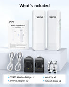 Wireless Bridge Point to Point Outdoor: Ueevii CPE453 5.8GHz Dual 100Mbps WiFi Bridge