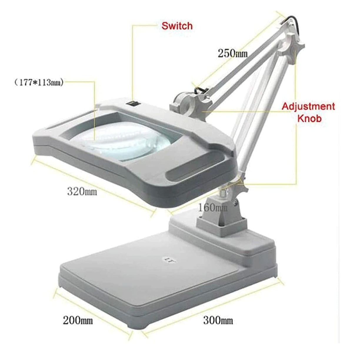 Tabletop Foldable Magnifying Glass with LED Light Standing Design Needlework Sewing Loupe for Beading & Jewelry Making