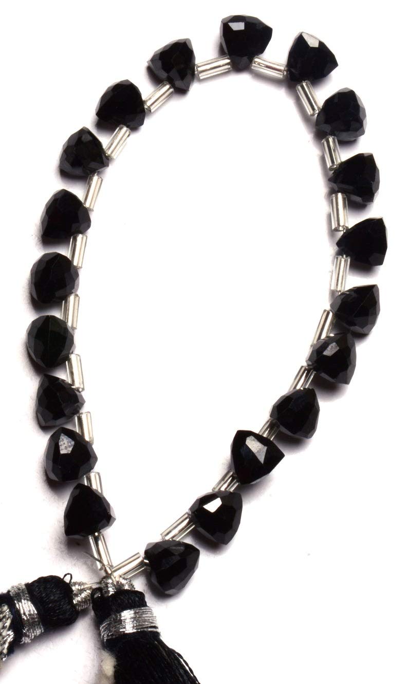 GEMZ 10 inch Strand of Natural Black Spinel Trillion Shape Faceted Cut Black Color briollete Beads for DIY Jewelry Making- Earring Necklace Bracelet.