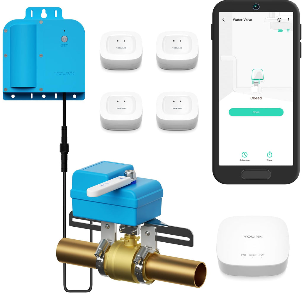 YoLink Water Shutoff Kit: X3 Controller + EVO + 4-Pack Sensors + Hub