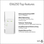 NETGEAR WiFi Extender EX6250, up to 2,100 sq ft, 1.75 Gbps