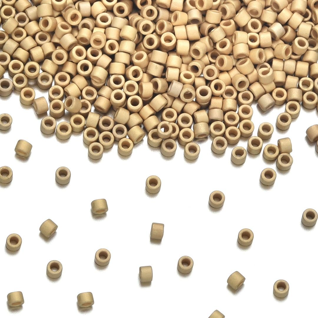 30g Miyuki Delica 11/0 Hex Cut Seed Beads, 24kt Light Gold Plated DBC34