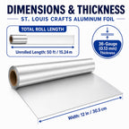 St Louis Crafts 36 Gauge Aluminum Metal Foil Roll, 12 Inches x 50 Feet