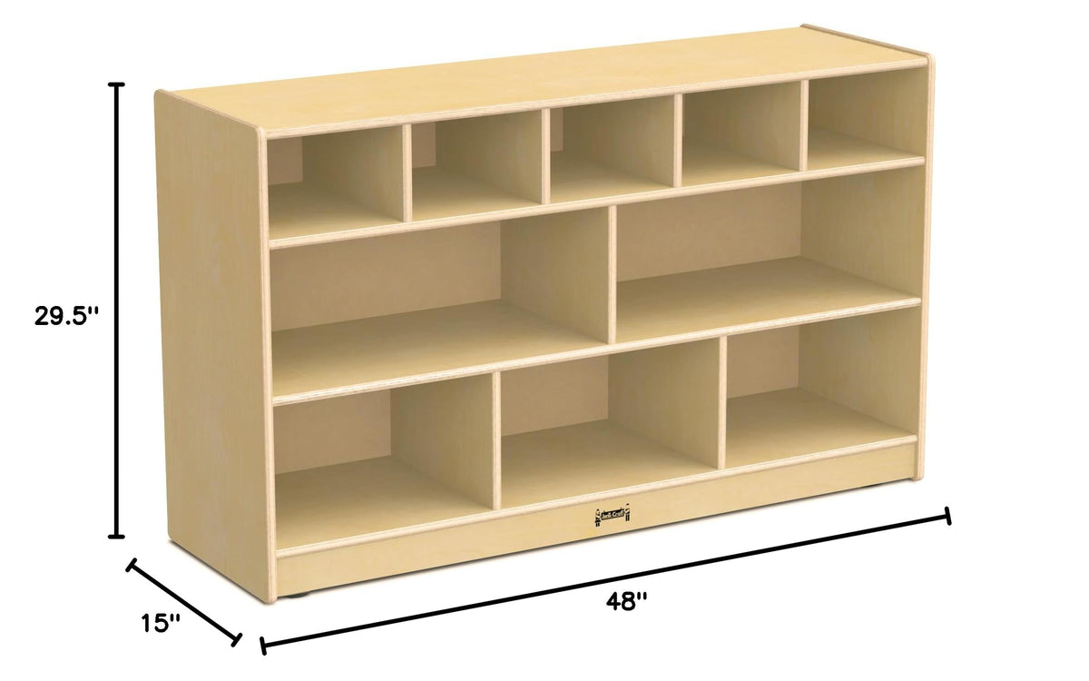Jonti-Craft 07170JC Low Combo Mobile Storage Unit with Clear Bins, Beige