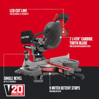 CRAFTSMAN V20 Cordless Sliding Miter Saw, 7-1/4 inch, Battery and Charger