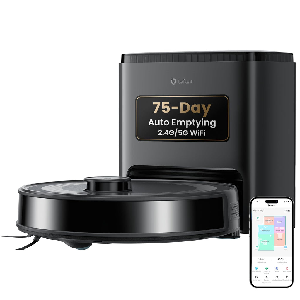 Lefant M2 Plus Robot Vacuum and Mop Combo, 75-Day Self-Emptying