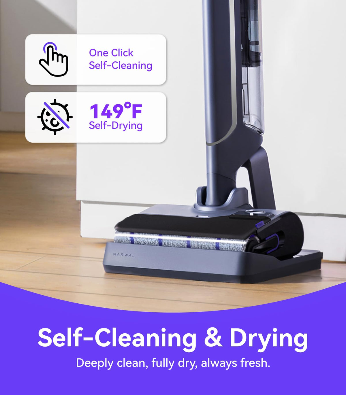 NARWAL S20 Pro Cordless Vacuum Mop with Self-Cleaning, Wet Dry Vacuum Cleaner for Hard Floors, Ideal for Families with Kids and Pets (Renewed)