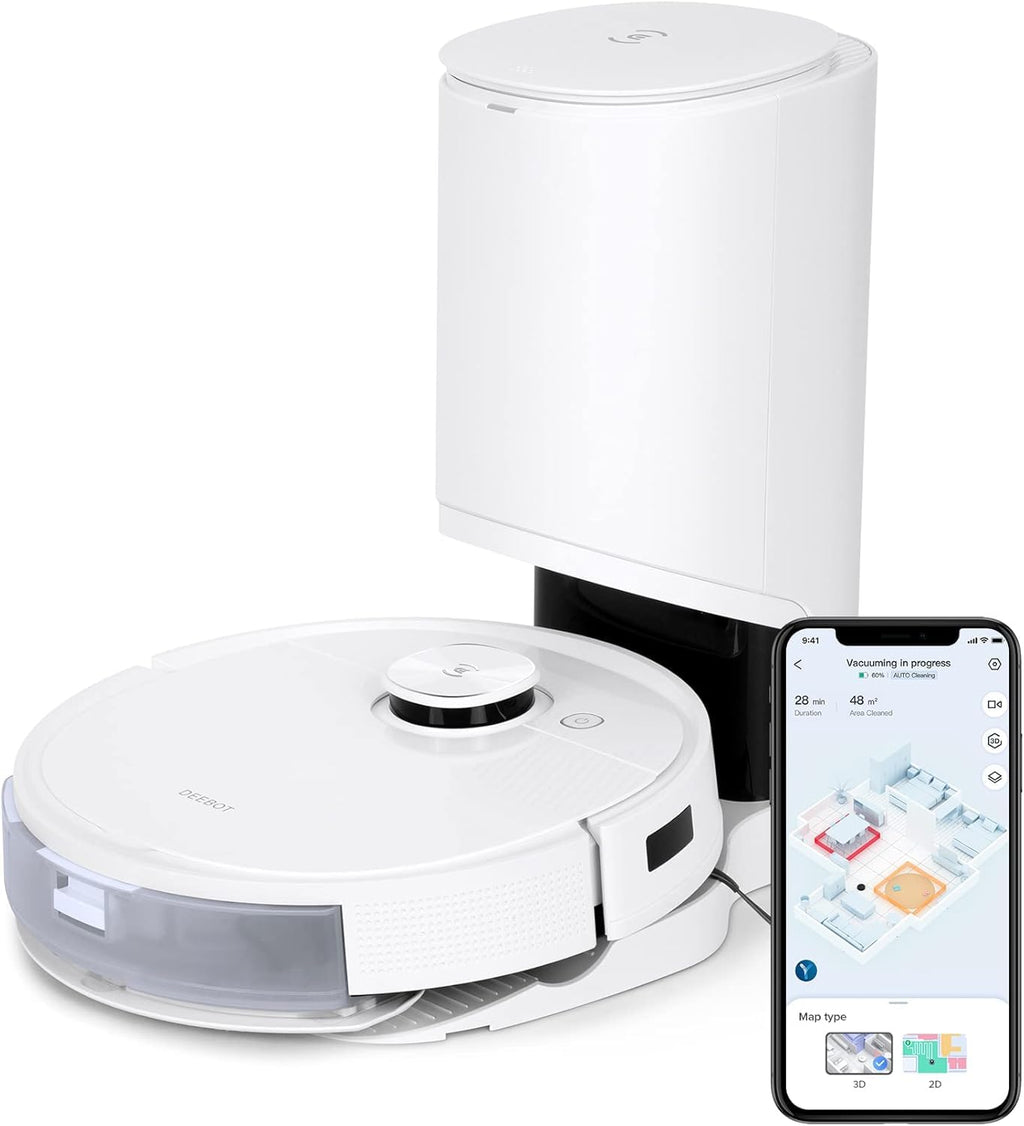 ECOVACS DEEBOT TEO+ Robot Vacuum and Mop Combo with Auto-Empty Station, Precision Laser Mapping, 3D Maps, Oscillating Mopping, 3000Pa Suction, Hands-Free Cleaning for Up to 60 Days