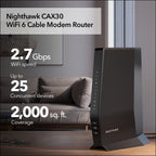 NETGEAR Nighthawk DOCSIS 3.1 Modem Router Combo CAX30, WiFi 6, 2.7 Gbps