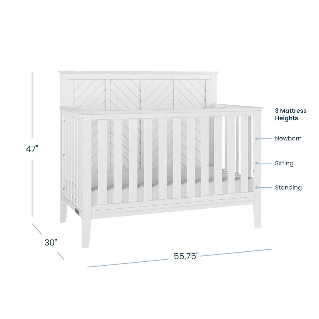 Child Craft Atwood 4-in-1 Convertible Baby Crib, Wooden Nursery Furniture Converts to Daybed, Toddler Bed and Full-Size Bed, 3 Mattress Height Adjustments, Non-Toxic Baby Safe Finish, Matte White