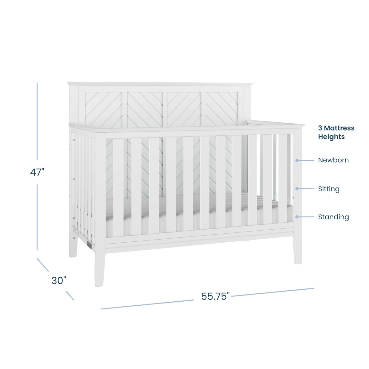 Child Craft Atwood 4-in-1 Convertible Baby Crib, Wooden Nursery Furniture Converts to Daybed, Toddler Bed and Full-Size Bed, 3 Mattress Height Adjustments, Non-Toxic Baby Safe Finish, Matte White