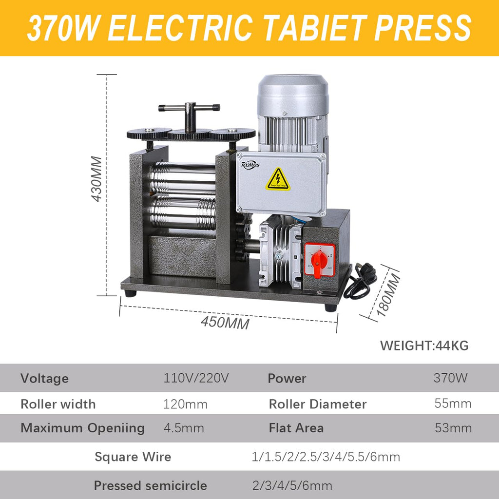 110v Jewelry Rolling Mill, Square, Compressible semicircular, Round. Electric Upgrade Rolling Mill