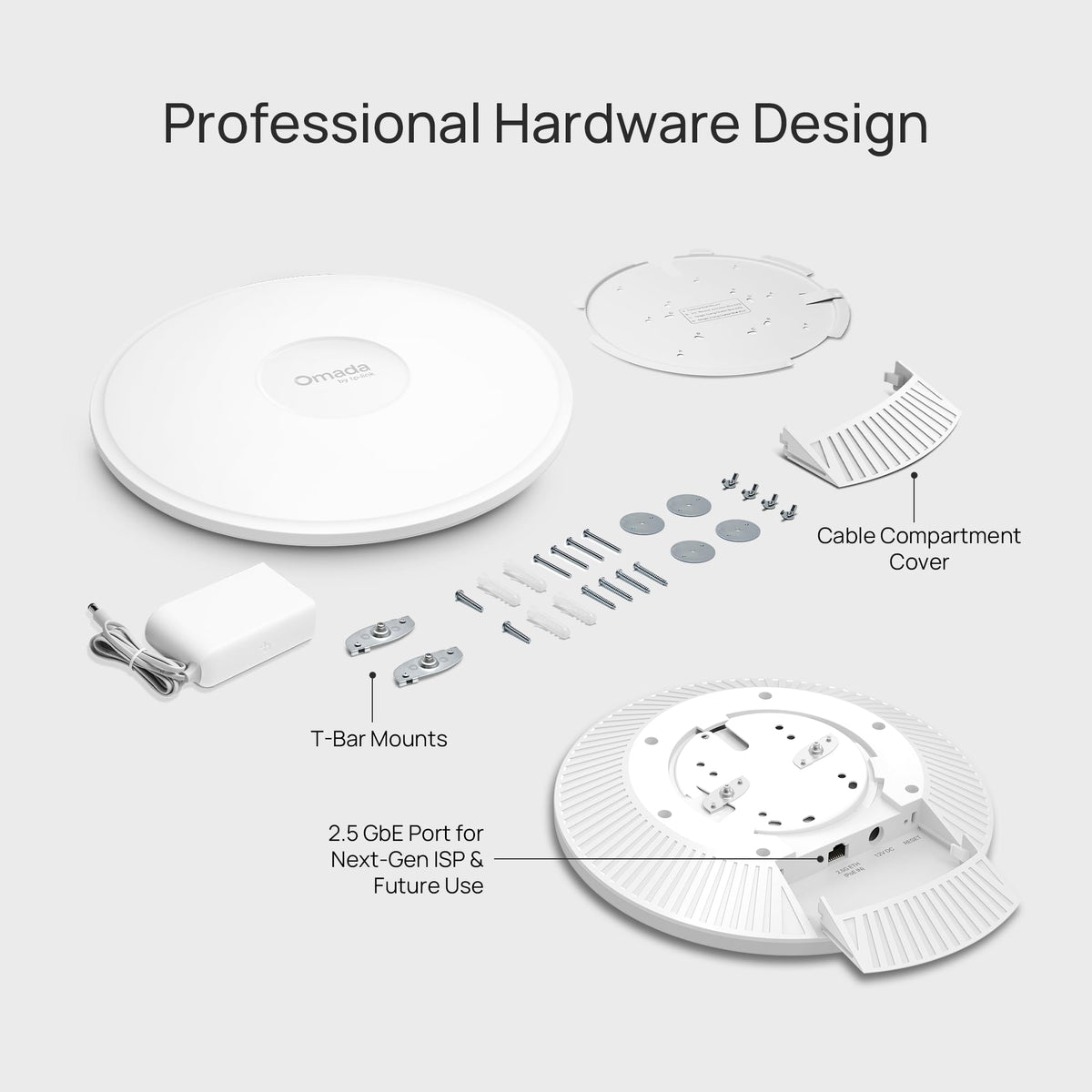 Omada 7 Pro BE11000 Wireless Access Point, 2.5G Port, w/DC Adapter(EAP770)