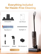 ILIFE D90 Cordless Wet Dry Vacuum Cleaner, Vacuum and Mop for Hard Floor, Sticky Messes and Pet Hair, Self-Cleaning, 2100 RPM Anti-Tangle Brush Roll, Dual Tanks, Up to 35 Mins Runtime,Black