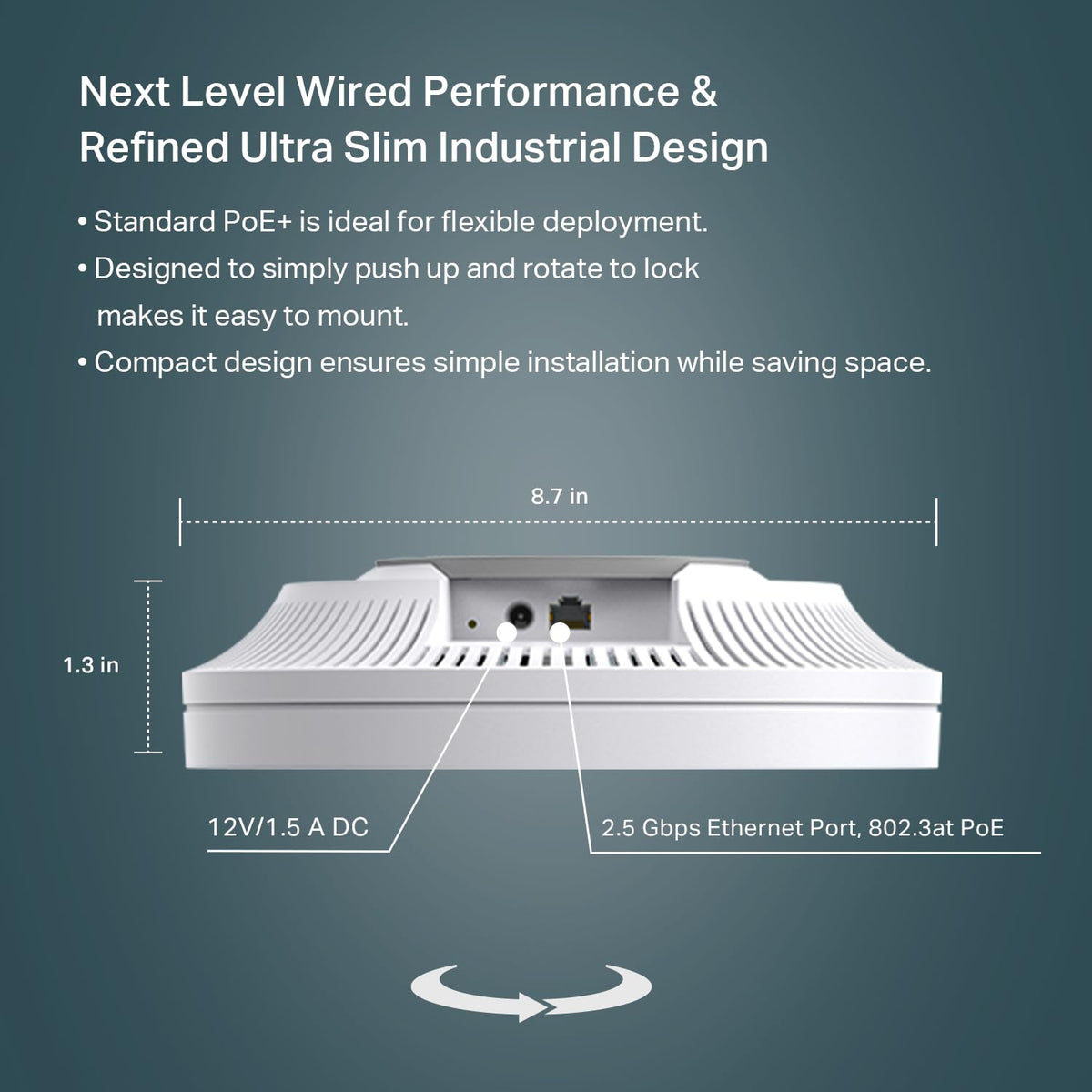 Omada AX5400 6-Stream WiFi Access Point, w/ DC Adapter, 2.5G Port(EAP670)