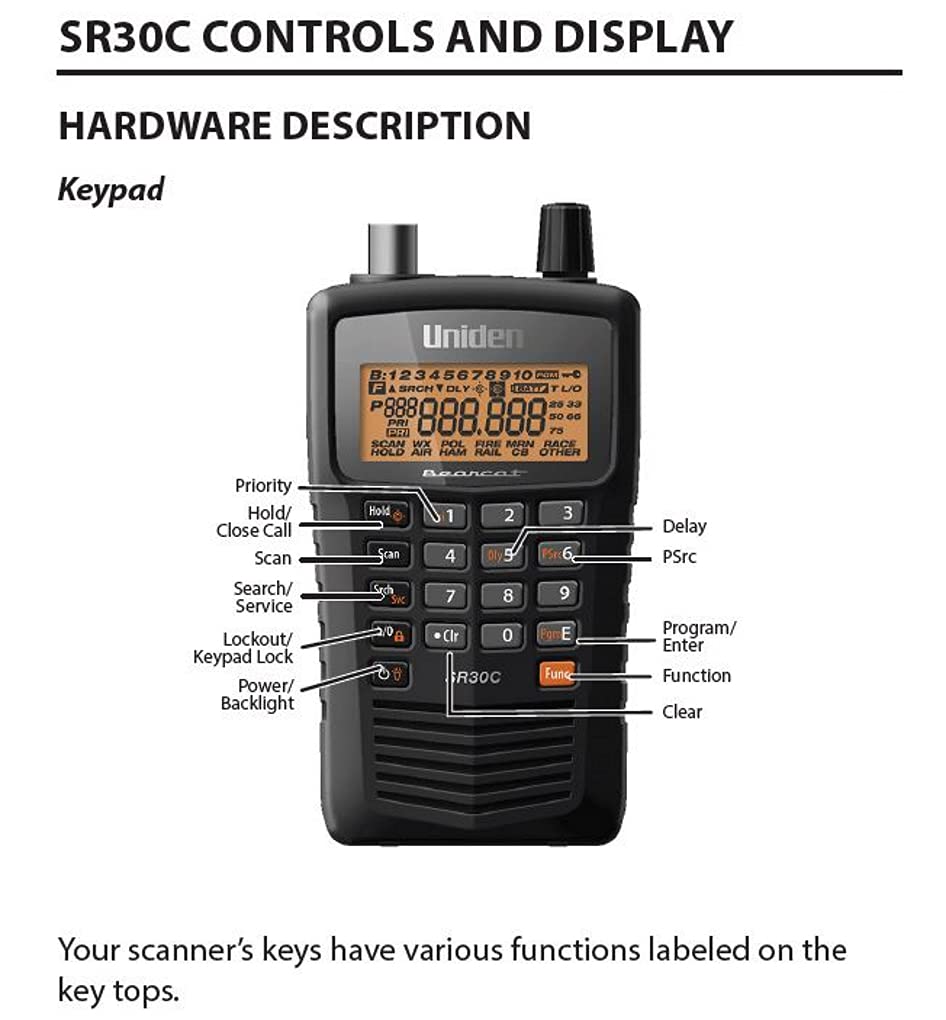 Uniden Bearcat SR30C, Compact Analog Handheld Radio Scanner, 500-Channel