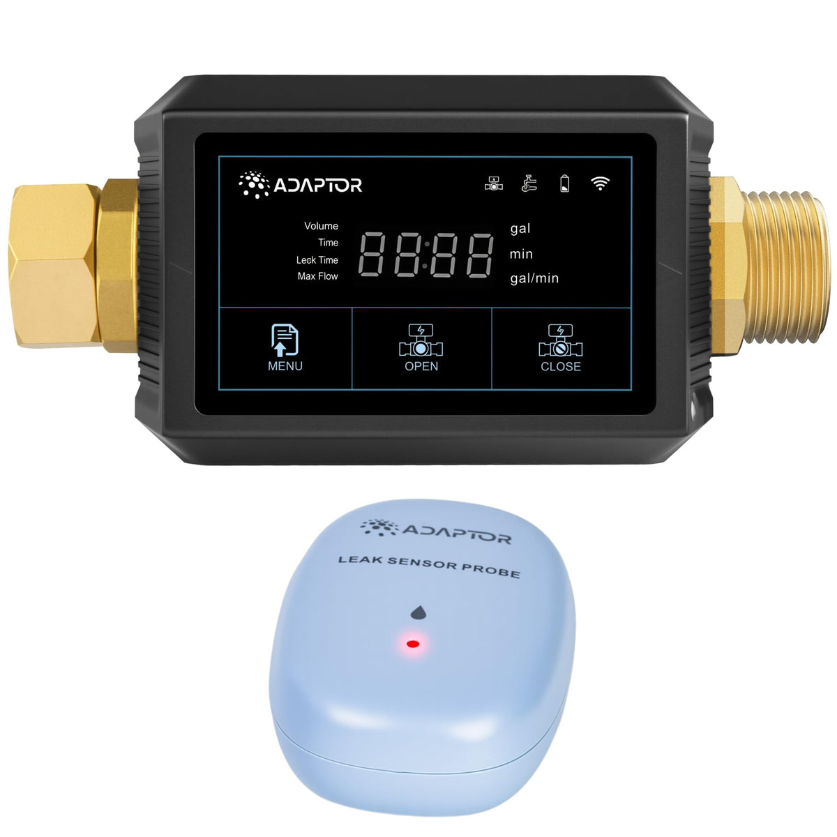 Smart Water Shut Off Valve & WiFi Leak Sensor Kit, Flow Monitor 3/4"