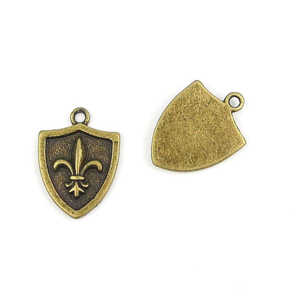 Price per 600 Pieces Antique Bronze Tone Jewelry Charms Findings Arts Crafts Beading Making Charmes 778HR0 Shield
