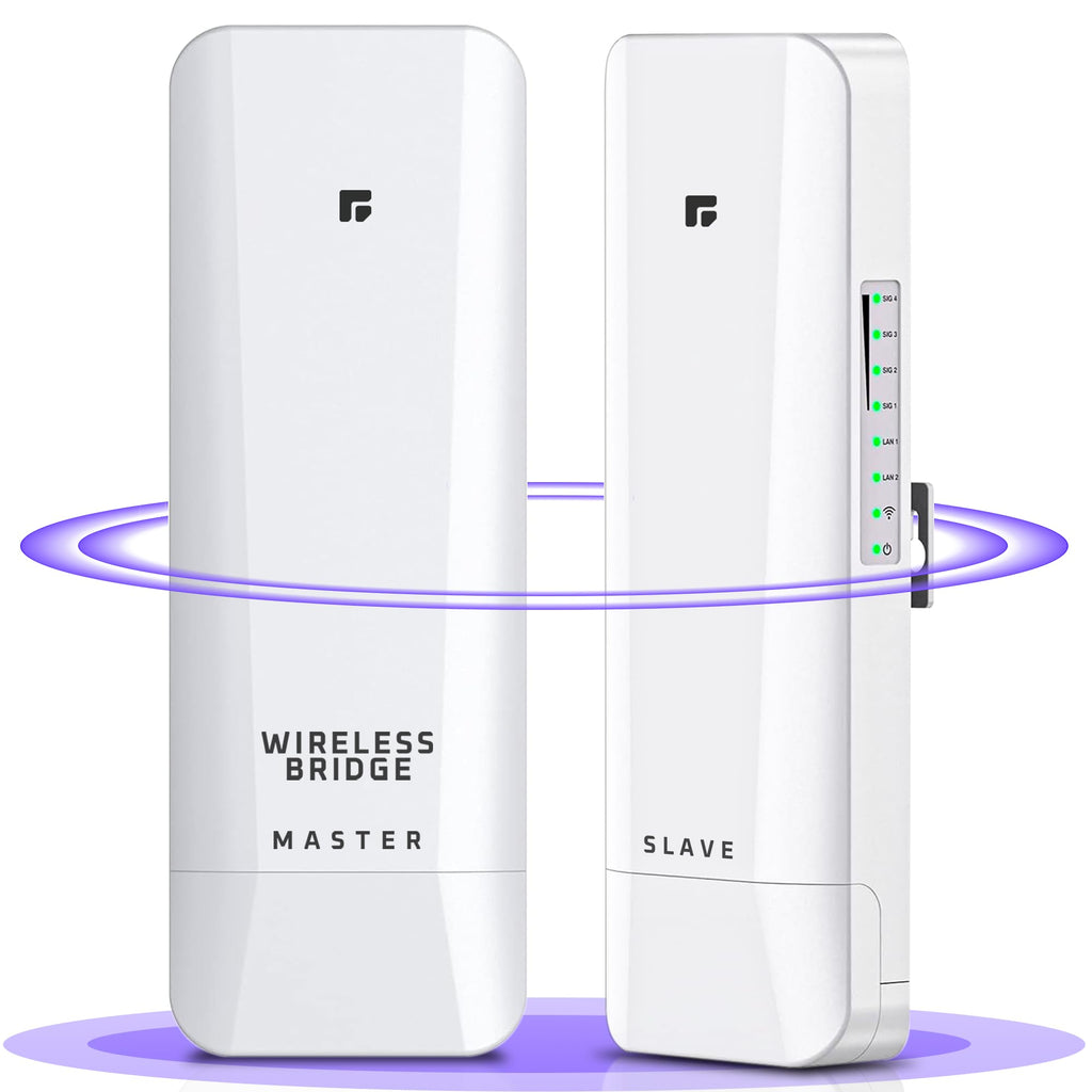 Wireless Bridge, Pre-Configured 3 Pack Long Range WiFi Bridge for Point to Multi-Point, High-Speed Network Bridge with Hotspot, for Stores, Barn, Garage, Building, 100/1000Mbps LAN Port. 3 Pack (5KM)